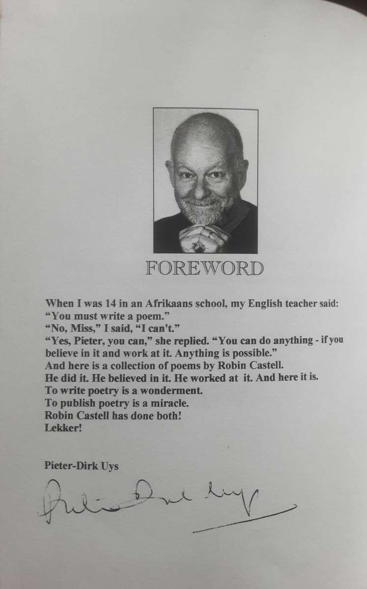 Robin Castell Selected Poems of Lyrical Verse foreward by Pieter Dirk Uys **Signed by Castell**
