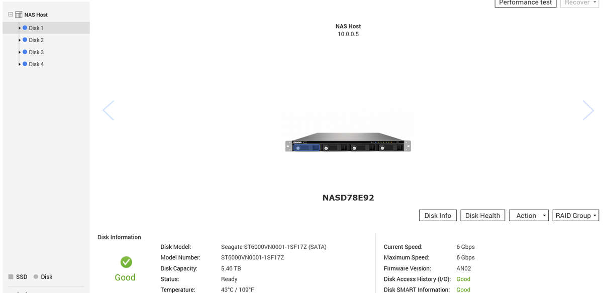 QNAP TS-469U & 4x Seagate 6TB NAS HDD