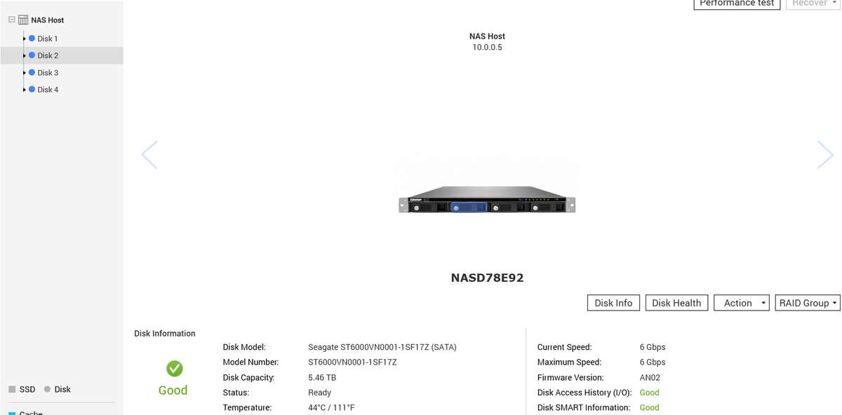 QNAP TS-469U & 4x Seagate 6TB NAS HDD