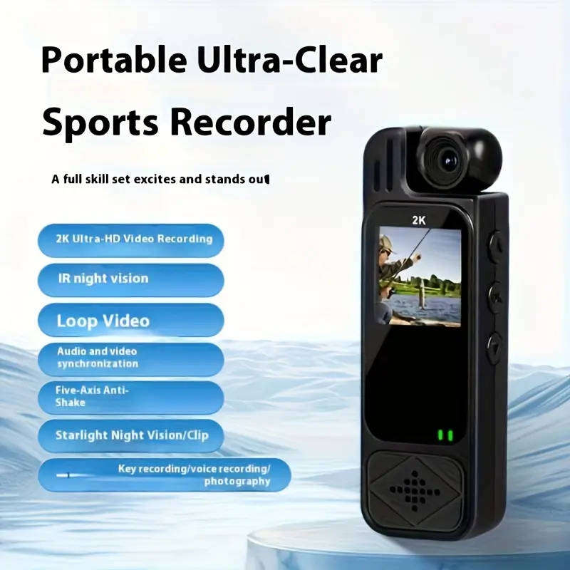 2K Ultra HD Video Recording Camera - Portable, Rechargeable, 180° Rotating Handheld Stabilizer