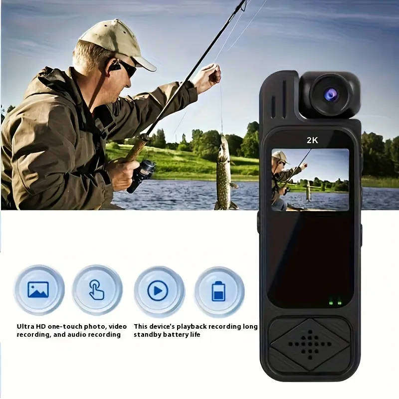 2K Ultra HD Video Recording Camera - Portable, Rechargeable, 180° Rotating Handheld Stabilizer