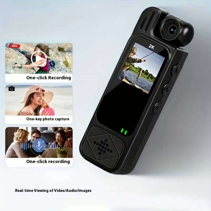 2K Ultra HD Video Recording Camera - Portable, Rechargeable, 180° Rotating Handheld Stabilizer