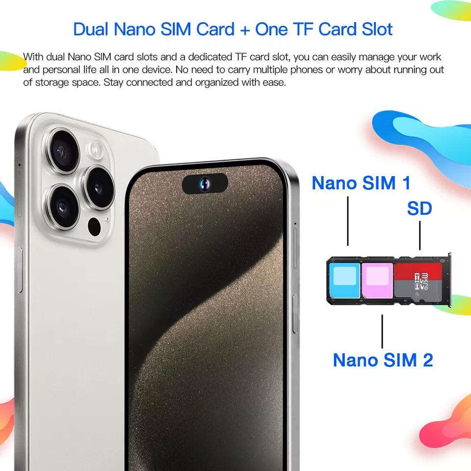 i15 Pro Max 7.3" 16GB RAM+1TB ROM 5G Global Unlocked Android Smartphone