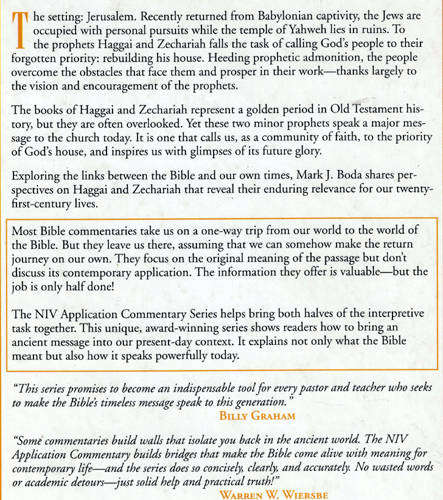Haggai & Zechariah: NIV Application Commentary -- Mark Boda
