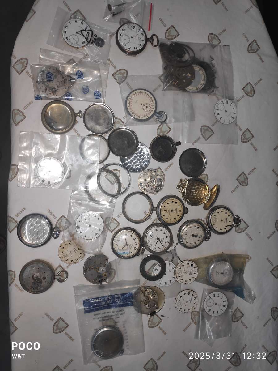 mixed pocket watch parts lot, Zobo, CYMA