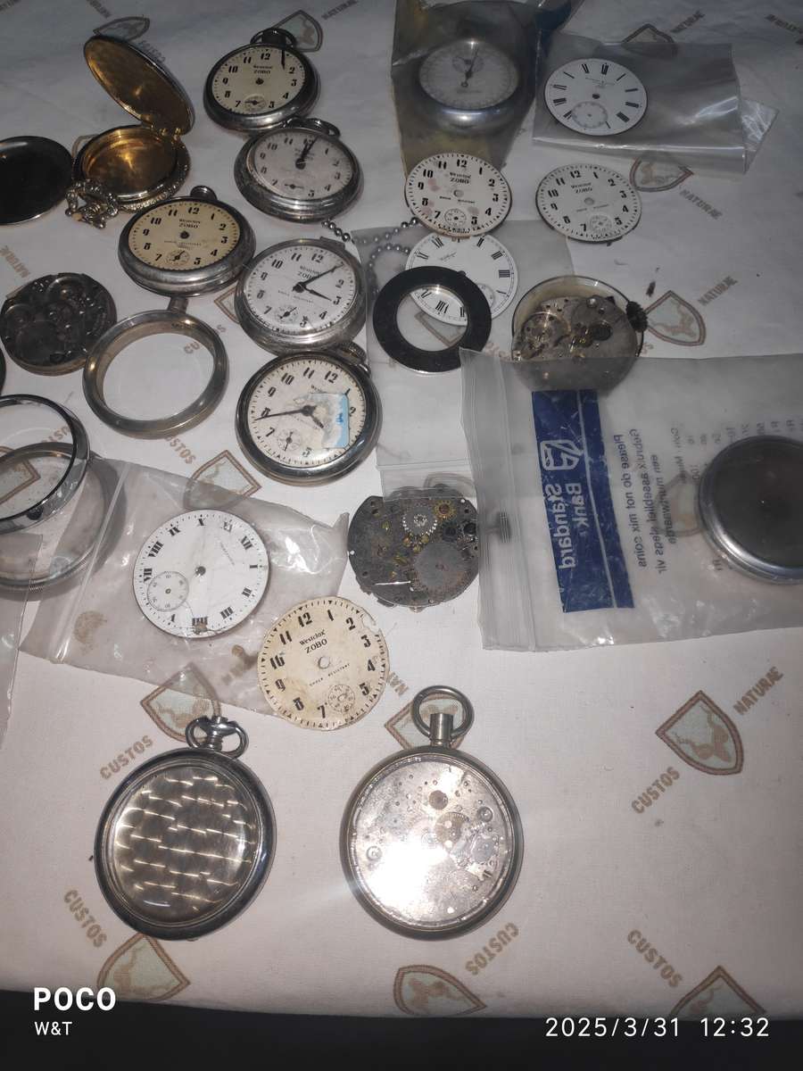 mixed pocket watch parts lot, Zobo, CYMA