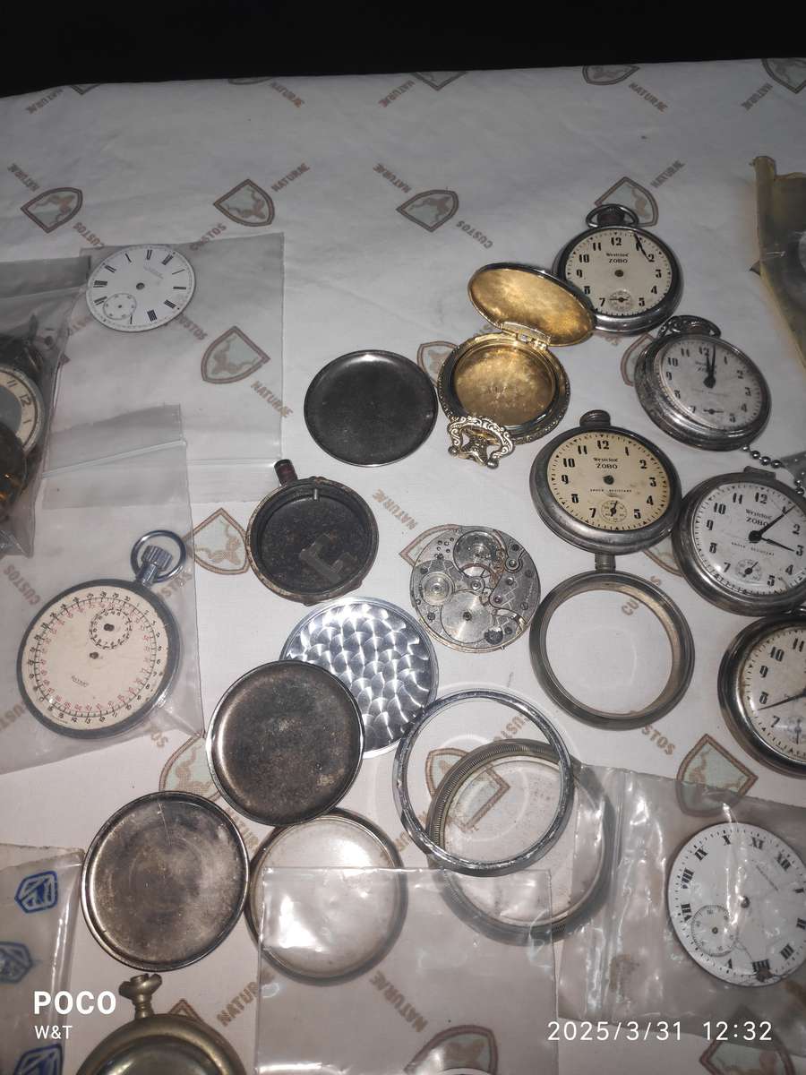 mixed pocket watch parts lot, Zobo, CYMA