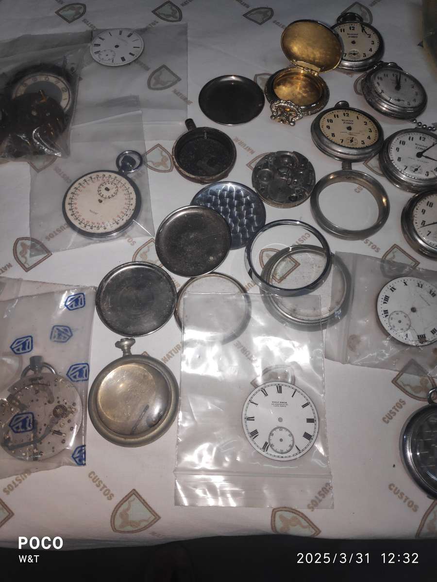 mixed pocket watch parts lot, Zobo, CYMA