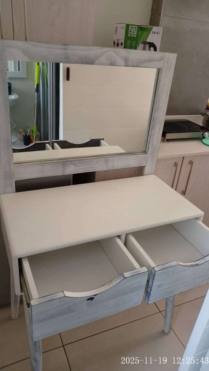 Dressing Table with Mirror. Two drawers.