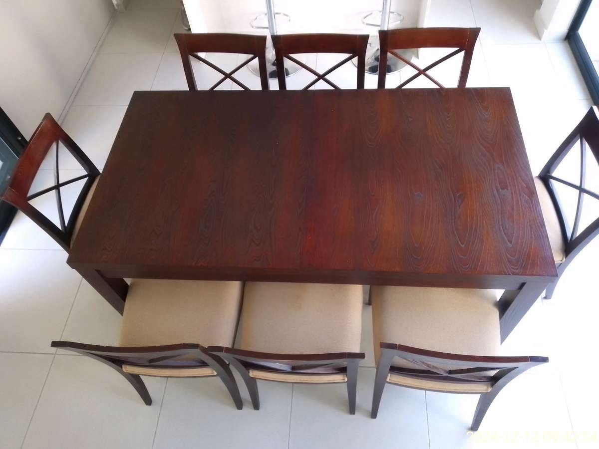 Coricraft Extendable Table Solid Wood 8-12 seats Table & 8 Chairs