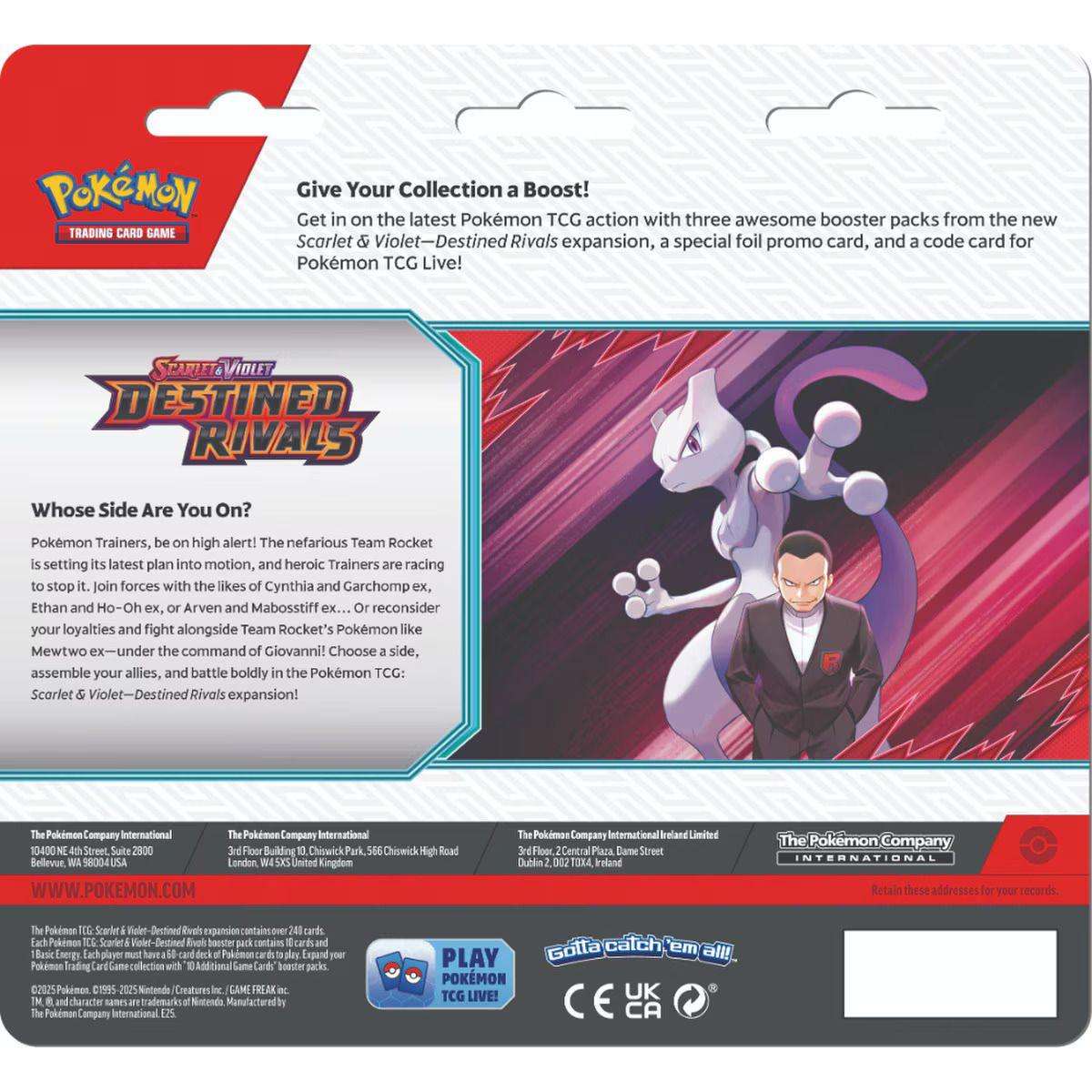 RARE Pokemon: Scarlet & Violet 10: Destined Rivals: 3-Pack Blister