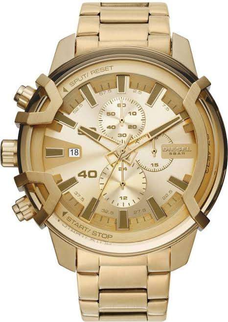 Men's Diesel Griffed Gold Dial Chronograph Watch DZ4573
