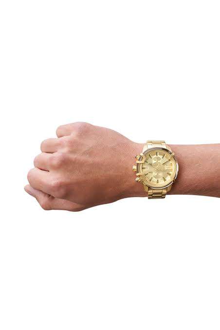 Men's Diesel Griffed Gold Dial Chronograph Watch DZ4573