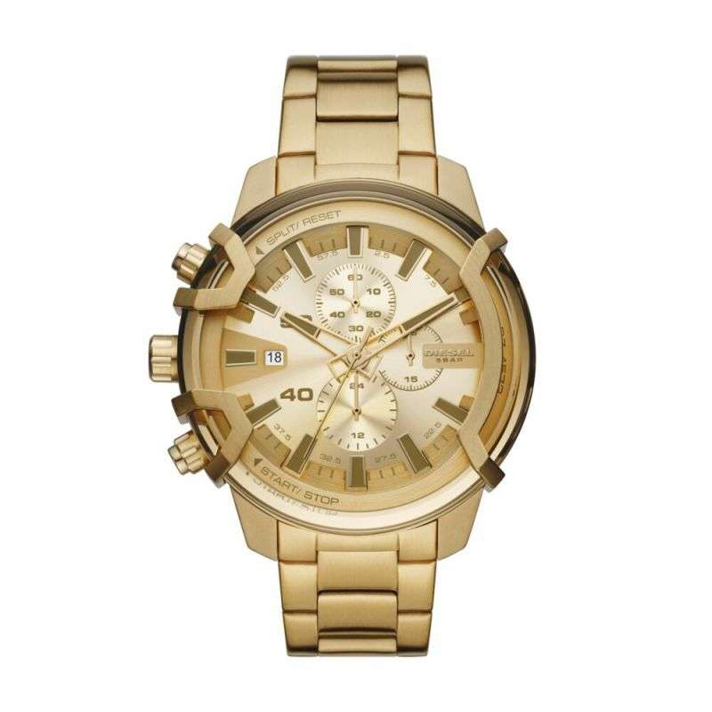 Men's Diesel Griffed Gold Dial Chronograph Watch DZ4573