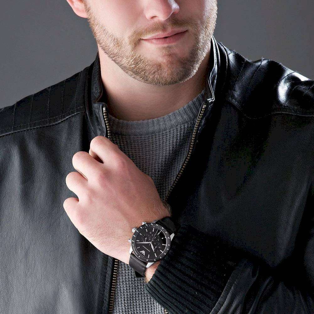 Emporio Armani Mario Leather Chronograph Watch AR11243 for Men