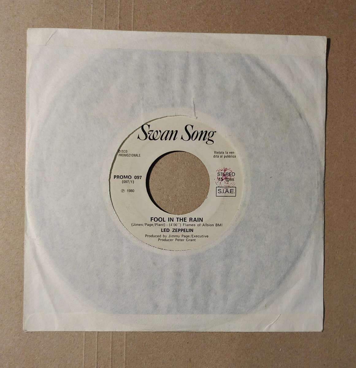 LED ZEPPELIN - FOOL IN THE RAIN/HOT DOG - VG