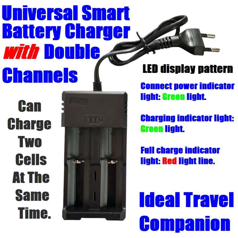 Smart Battery Chargers with Adjustable Open Double Channels. For Various Types. Collections Allowed.