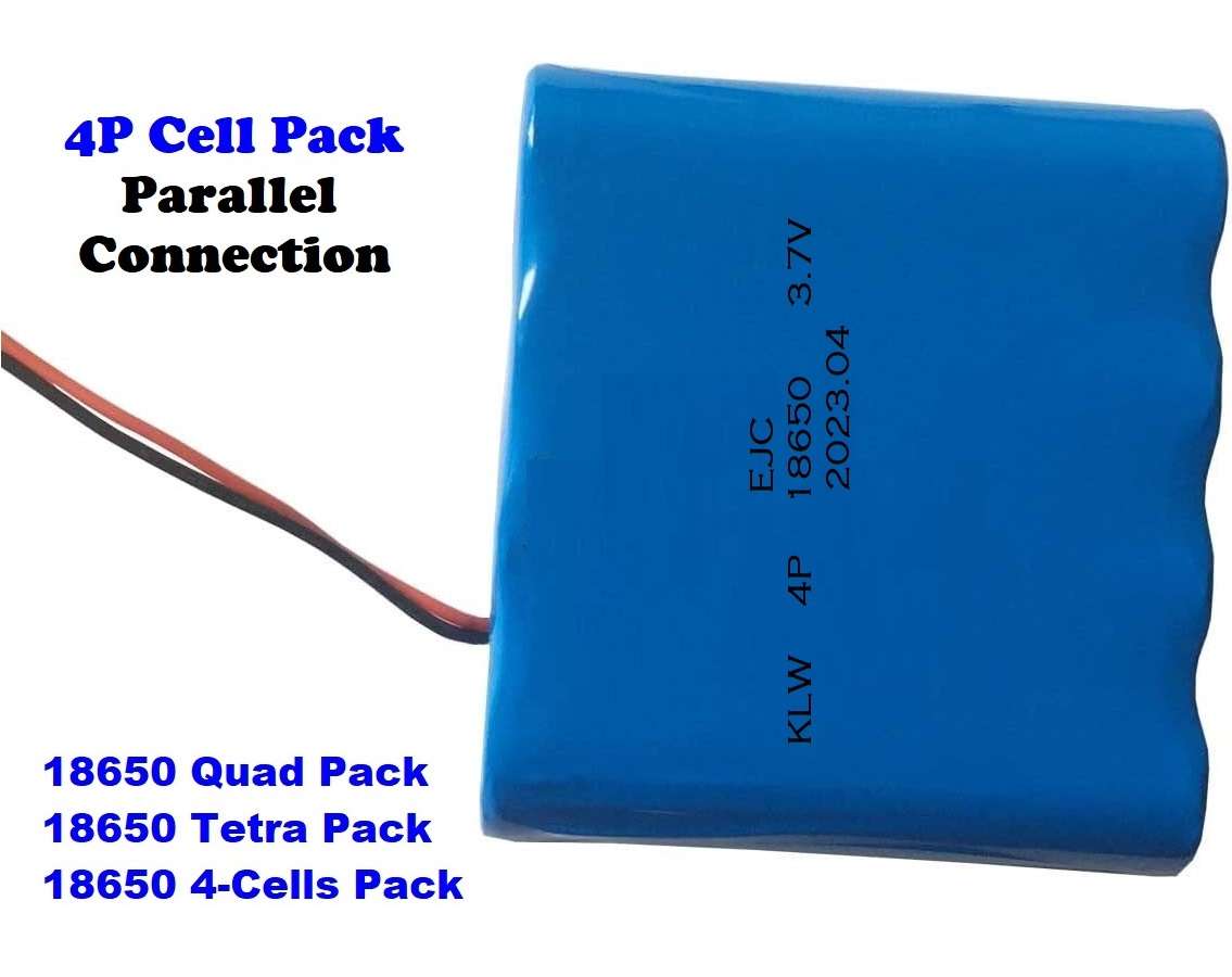 Rechargeable 18650 Battery Pack 3.7V 4-Cells [4P] Wired In Parallel Connection. Collections Allowed.