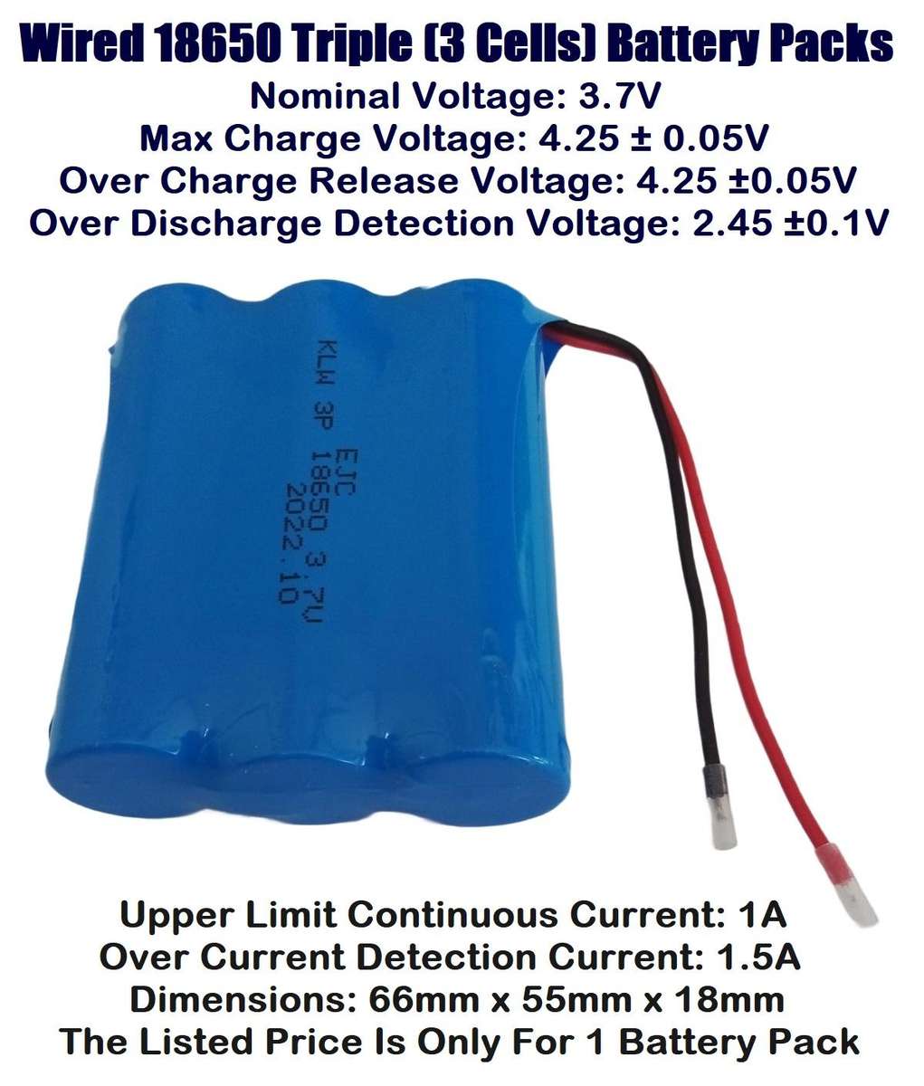 3Cells [3P] 18650 Rechargeable 3.7V 5100mAh Battery Pack In Parallel Connection. Collections Allowed