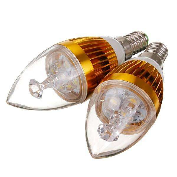 2Pces 3W 220V E14 Dimmable LED Light Bulbs: Warm White Dimmable Candle Design. Collections Allowed.