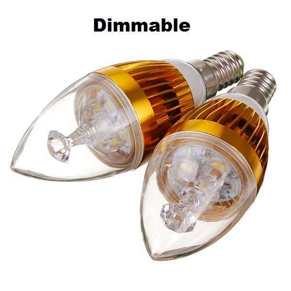 2Pces 3W 220V E14 Dimmable LED Light Bulbs: Warm White Dimmable Candle Design. Collections Allowed.