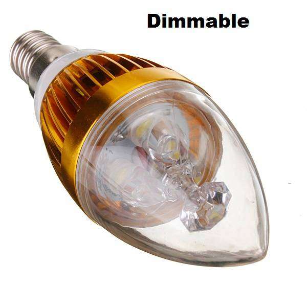 2Pces 3W 220V E14 Dimmable LED Light Bulbs: Warm White Dimmable Candle Design. Collections Allowed.