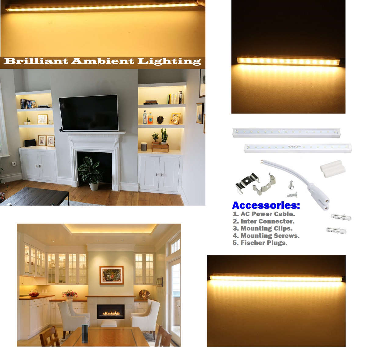 Soft Warm White LED Square Tube Lights 900mm 90cm 220V. Comes with Accessories. Collections Allowed.