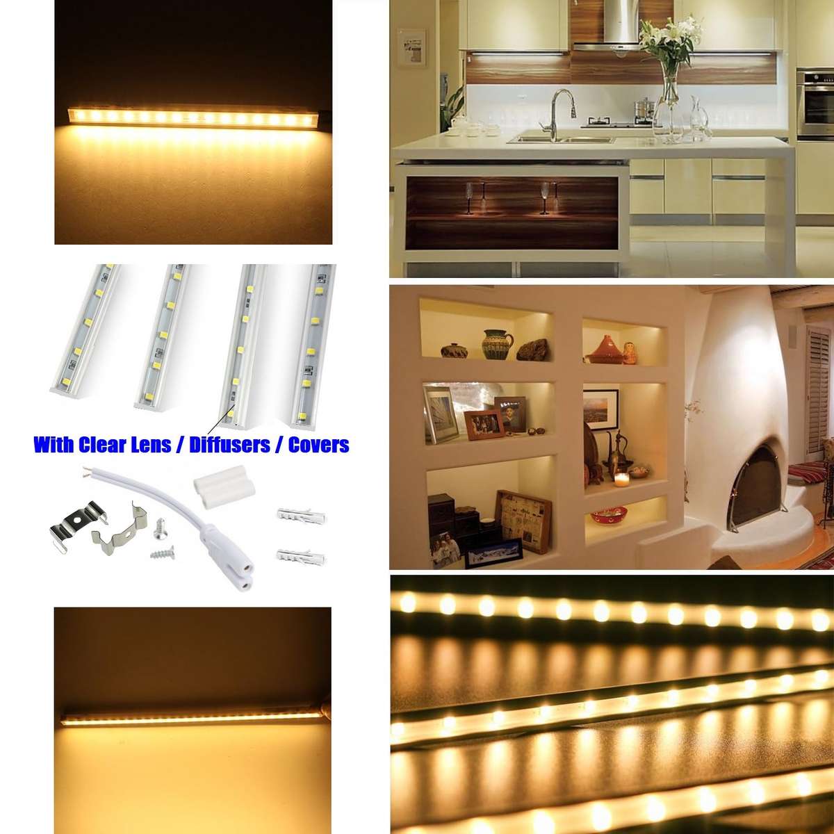 Soft Warm White LED Square Tube Lights 900mm 90cm 220V. Comes with Accessories. Collections Allowed.
