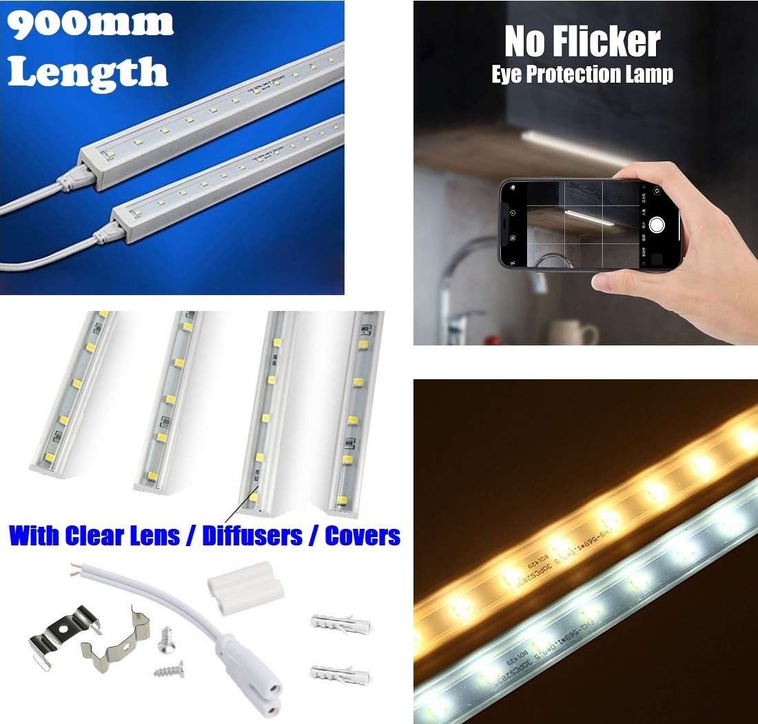 Soft Warm White LED Square Tube Lights 900mm 90cm 220V. Comes with Accessories. Collections Allowed.