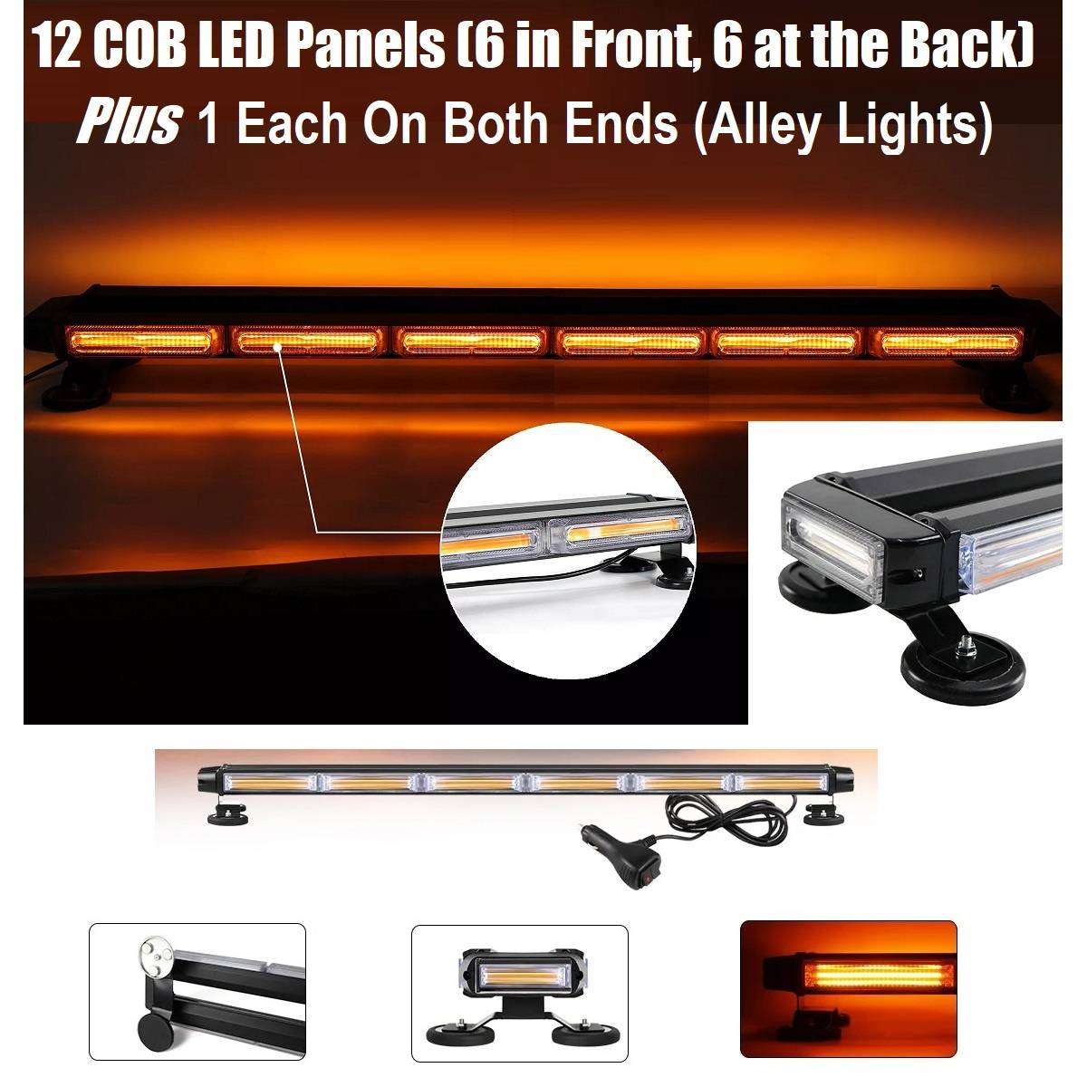 LED Double Side Strobe Flash Light Bar 12V. Amber Orange Yellow Magnetic Mount. Collections Allowed.
