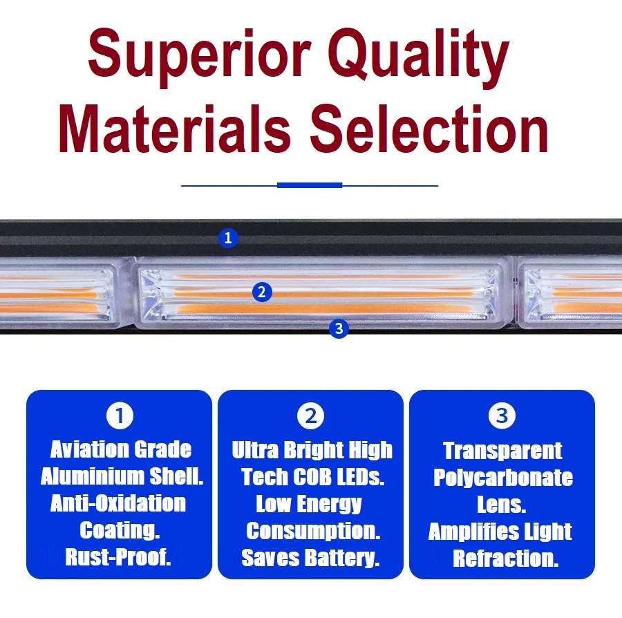 Magnetic Mount LED Double Side Strobe Flash Light Bar 45cm. Amber Orange Yellow. Collections Allowed