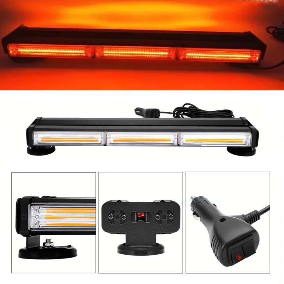Magnetic Mount LED Double Side Strobe Flash Light Bar 45cm. Amber Orange Yellow. Collections Allowed