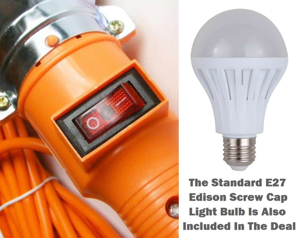Heavy Duty Portable Electric Hand Held Lamp with Extension Cable plus LED Bulb. Collections Allowed.
