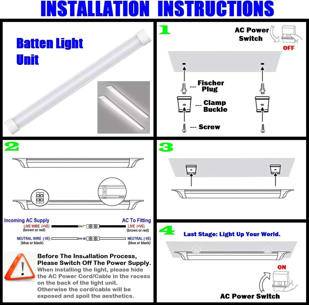 LED Batten Tube Lights: Ultra Slim Premium Modern Design Complete With Fittings. Collections Allowed