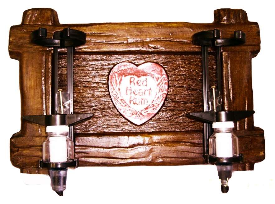 Red Heart Rum Liquor Dispensers with 2 Sets of Optics and Brackets. Brand New. Collections Allowed.