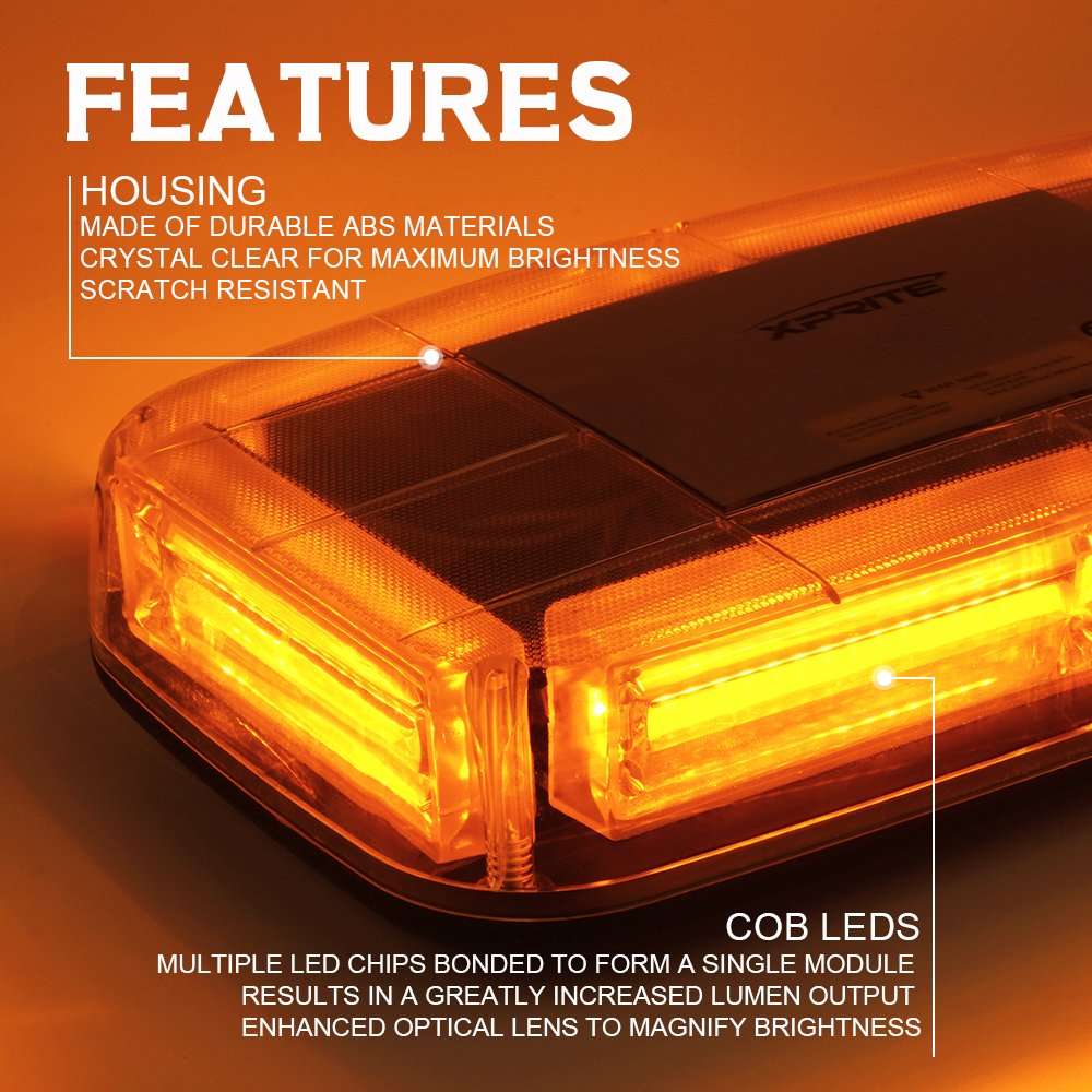 Amber Orange Yellow Strobe Flash Magnetic Vehicle Roof Top COB LED Light Bar. Collections Allowed.
