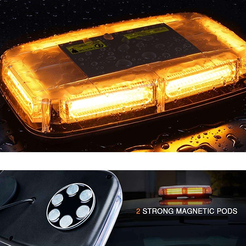 Amber Orange Yellow Strobe Flash Magnetic Vehicle Roof Top COB LED Light Bar. Collections Allowed.