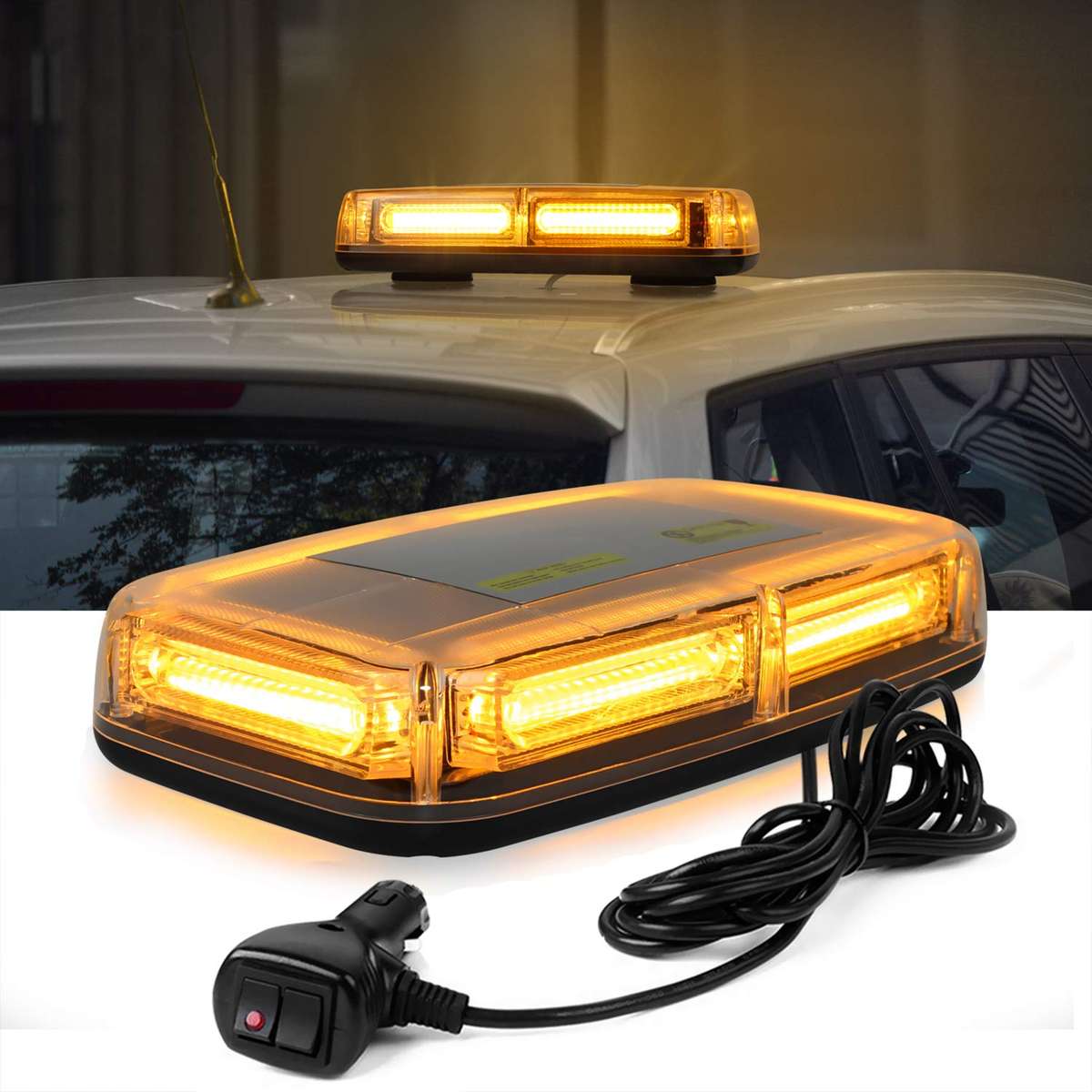 Amber Orange Yellow Strobe Flash Magnetic Vehicle Roof Top COB LED Light Bar. Collections Allowed.