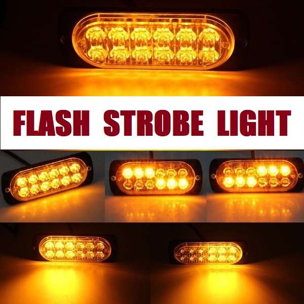 Amber Orange Yellow LED Flash Strobe Car Grille Bumper Cluster Lights 12V/24V. Collections Allowed.