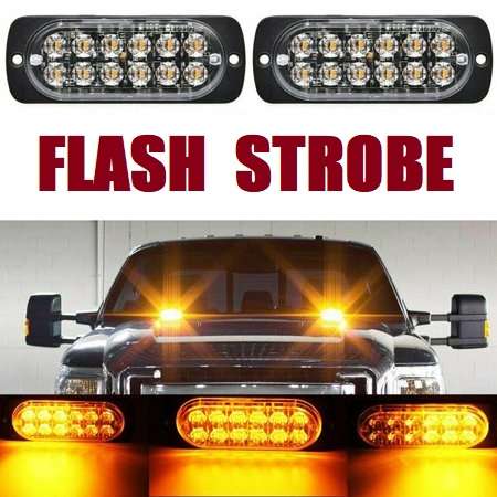 Amber Orange Yellow LED Flash Strobe Car Grille Bumper Cluster Lights 12V/24V. Collections Allowed.