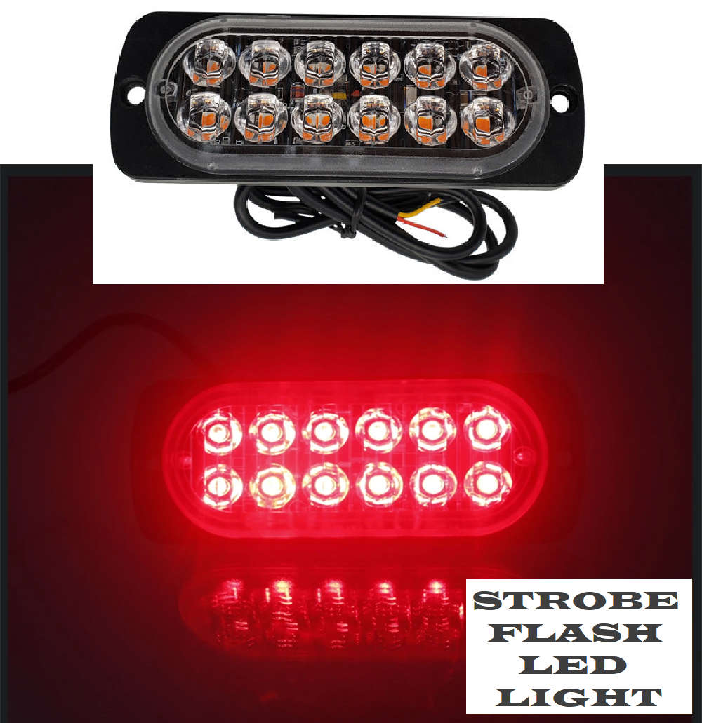 Red LED Strobe Flash Bumper Cluster Grille Side Marker Vehicle Lights 12V/24V. Collections Allowed.