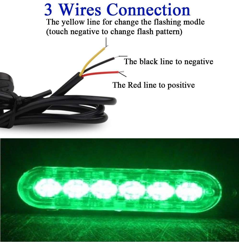 Grille Bumper Cluster Vehicle Side Marker LED Flash Strobe Green Lights 12V/24V. Collections Allowed