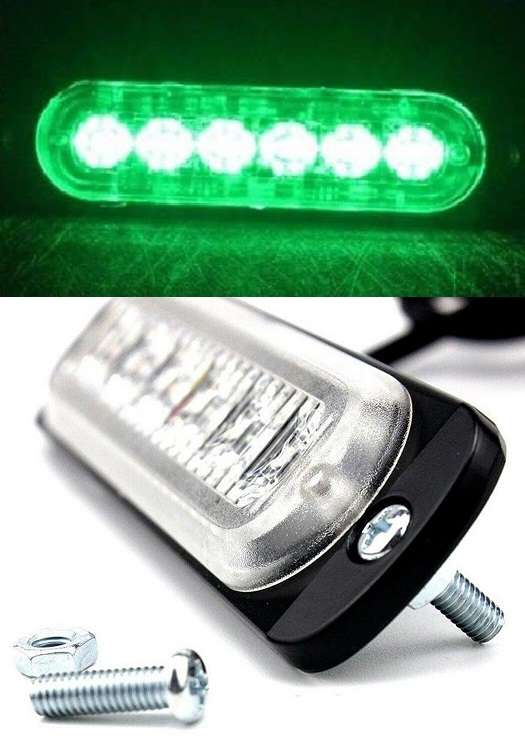 Grille Bumper Cluster Vehicle Side Marker LED Flash Strobe Green Lights 12V/24V. Collections Allowed