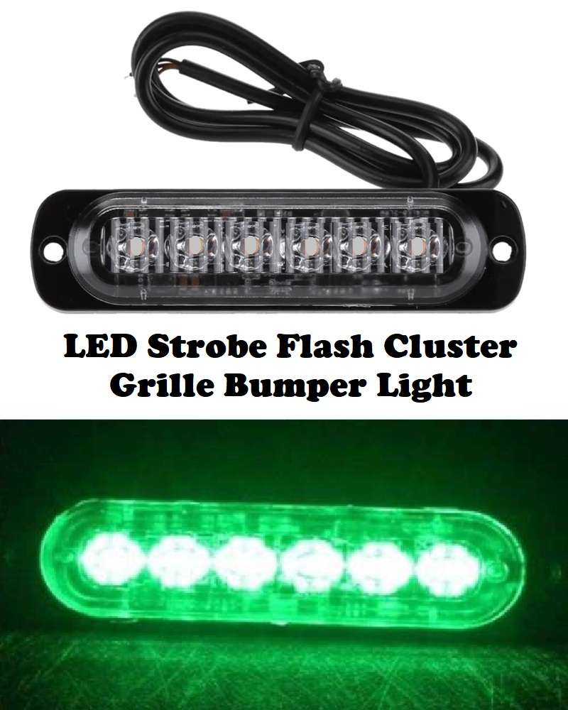 Grille Bumper Cluster Vehicle Side Marker LED Flash Strobe Green Lights 12V/24V. Collections Allowed