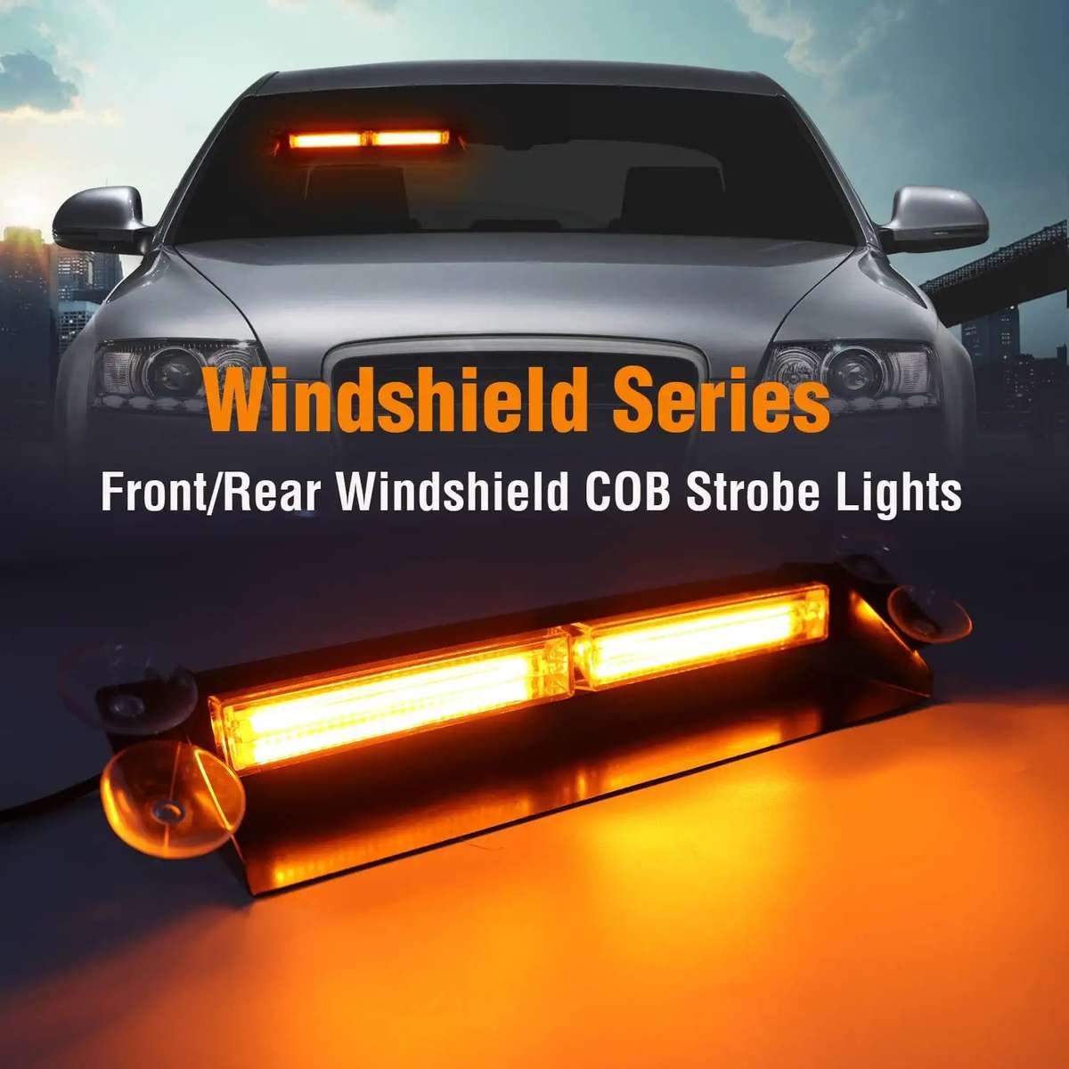 Flash Strobe Vehicle Windscreen Amber Orange Yellow COB LED Dash Light Bar. Collections Allowed.