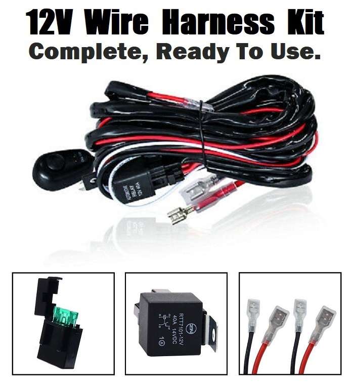 Wire Harness Kit With Double Leads, Relay, Fuse, On/Off Switch. Wiring Harness. Collections Allowed.