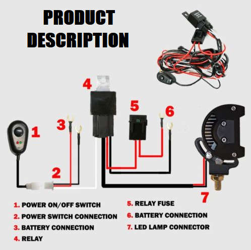 Wire Harness Kit With Double Leads, Relay, Fuse, On/Off Switch. Wiring Harness. Collections Allowed.