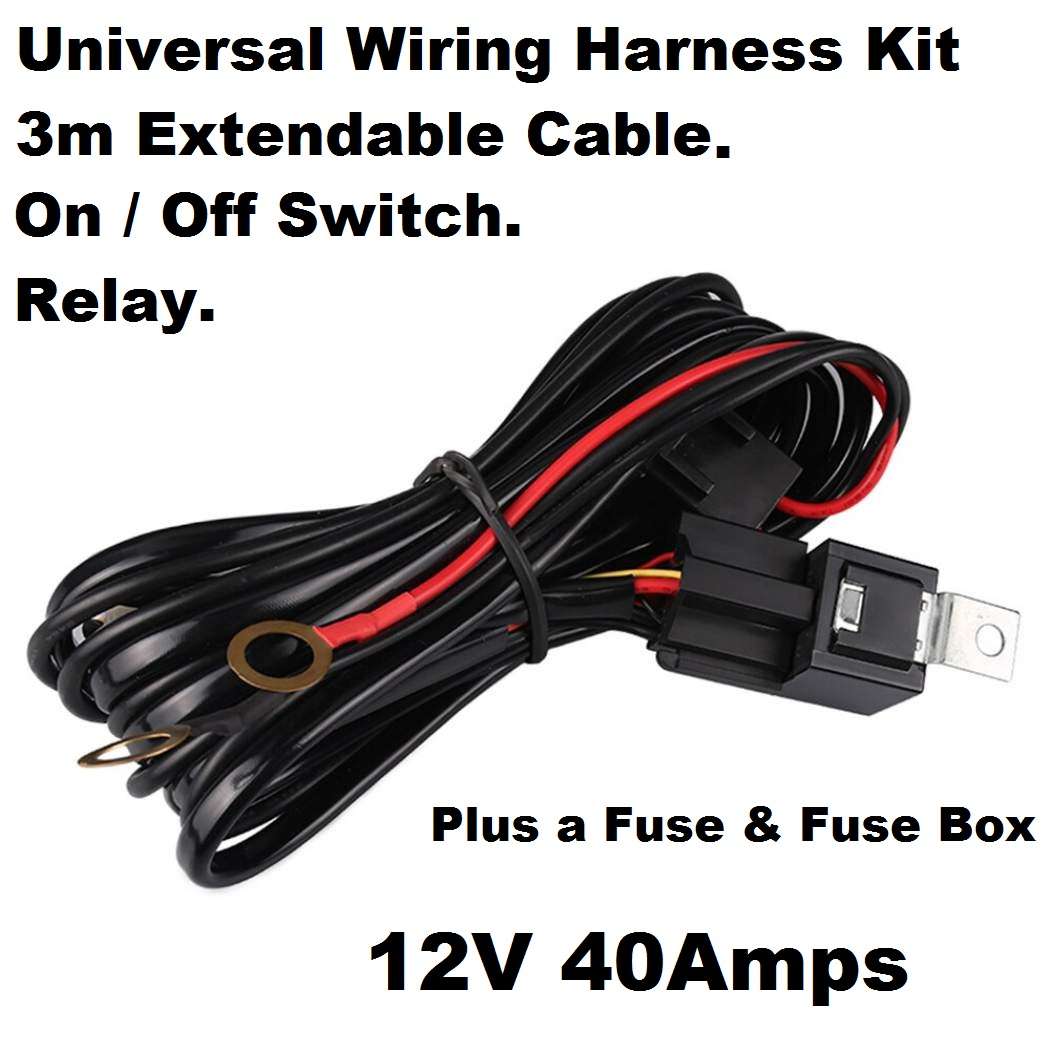 Wire Harness Kit With Double Leads, Relay, Fuse, On/Off Switch. Wiring Harness. Collections Allowed.