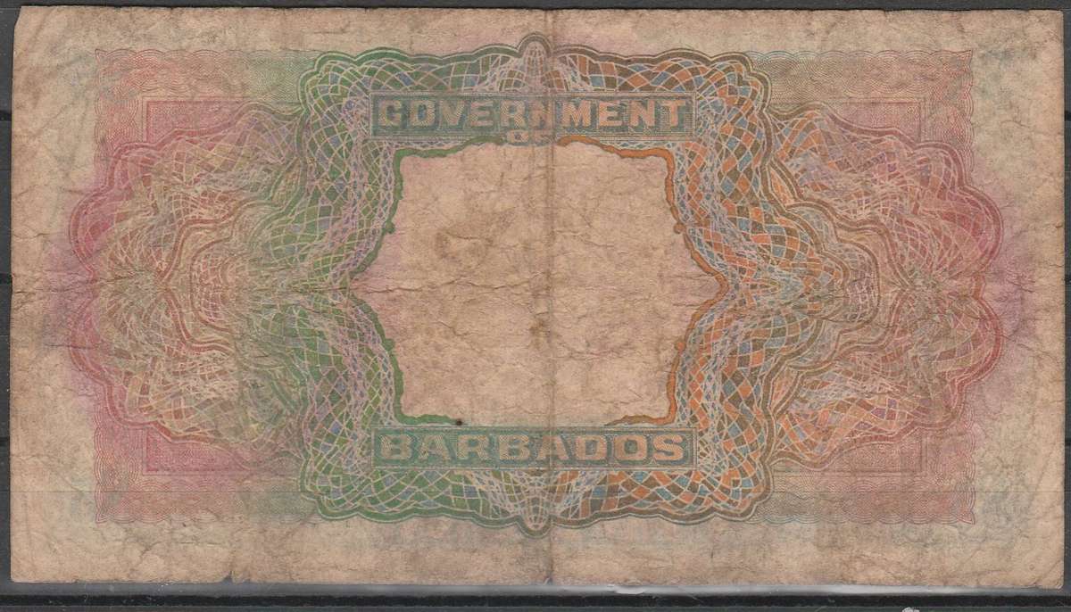 GOVERMENT OF BARBADOS 5$ BANK NOTE  ISSUE 1939 LOOOK SCAN X 2