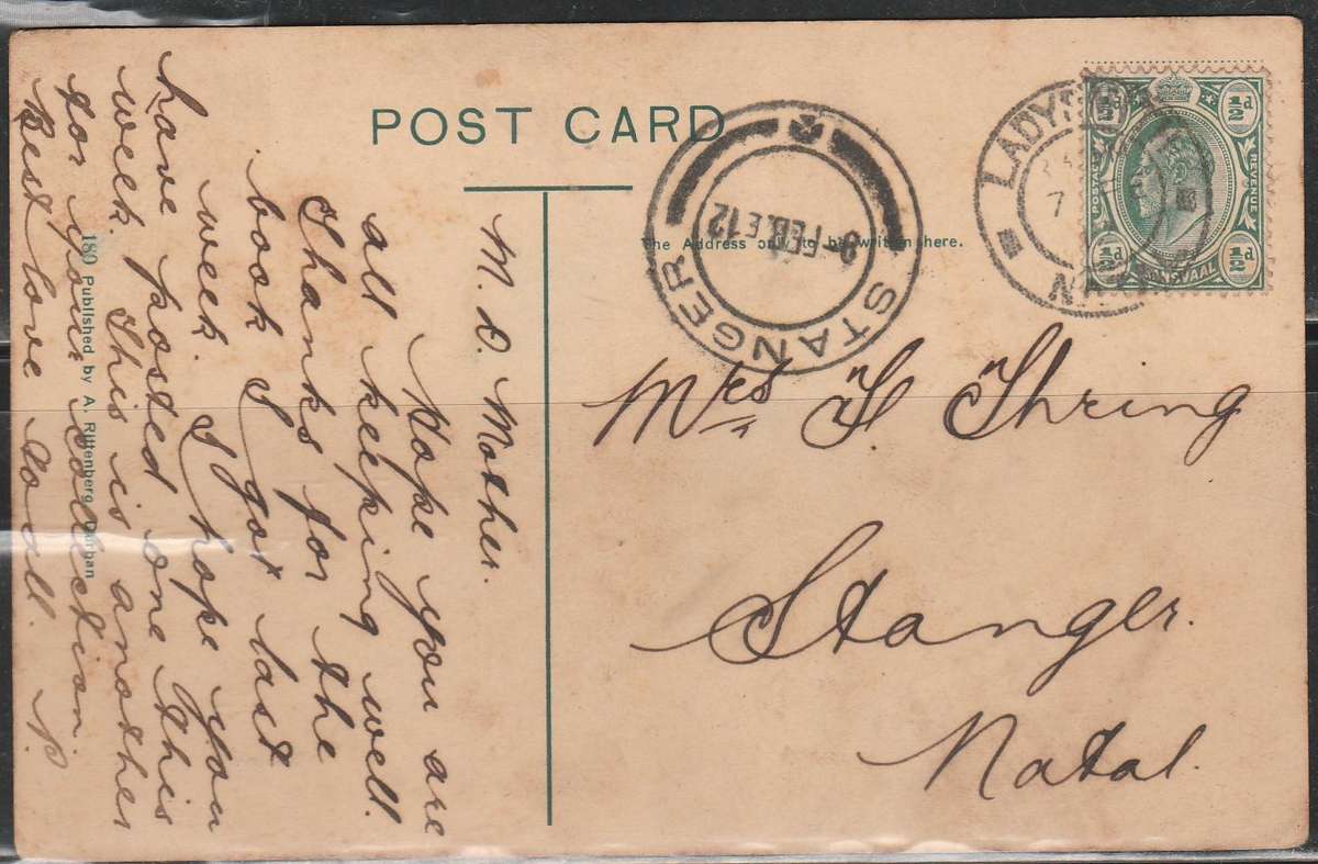 A LOVELY COLOUR PICTURE POST CARD SHOWING ITOMBI CEMETERY  GORDON HIGHLANDERS MONUMENT SCANS X2